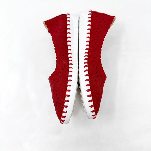 [Patrizia Spring Step] Red Grazana Leather Cutout Floral Ballerina Flats Size 36 - Picture 7 of 12